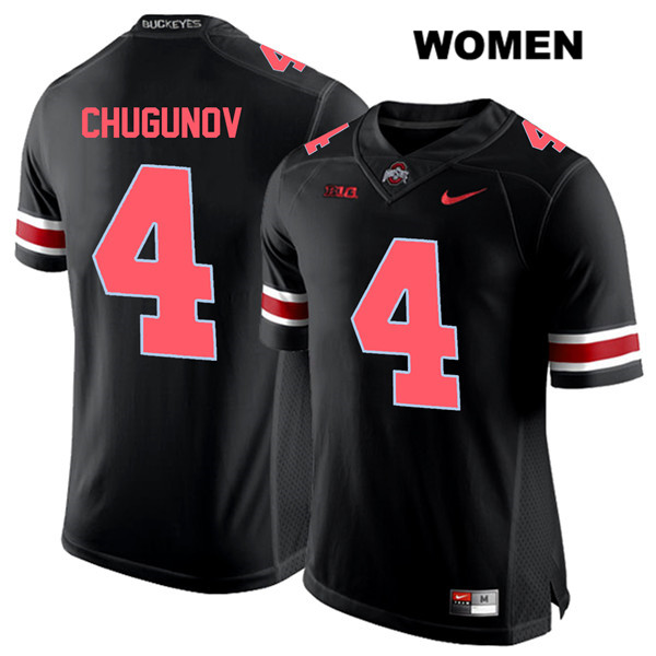 Ohio State Buckeyes Women's Chris Chugunov #4 Red Number Black Authentic Nike College NCAA Stitched Football Jersey FC19G61UU